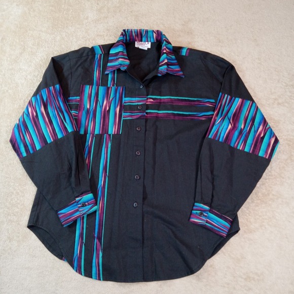 Miller Stockman Tops - Miller Stockman Cowgirl Button Up Long Sleeve Women's Medium Black